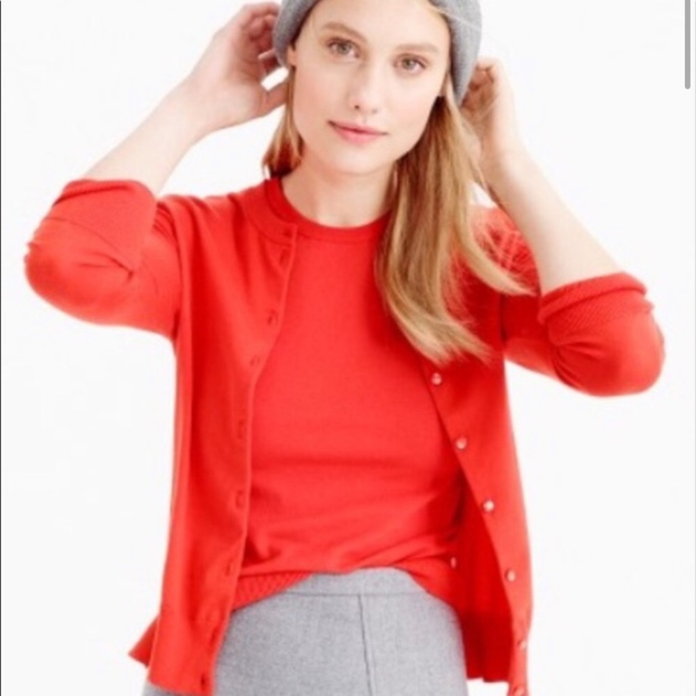 J.Crew - 3/4 sleeve button down cardigan orange